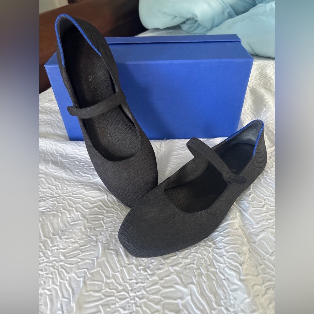 Women's Rothy’s Black Mary Jane Square Toe Flats